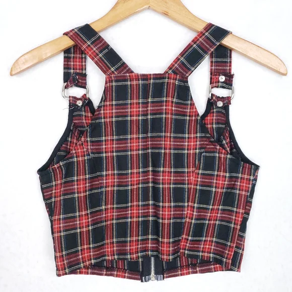 Rare Vintage Lip Service Plaid Punk Zip Up Goth Top - Picture 8 of 10